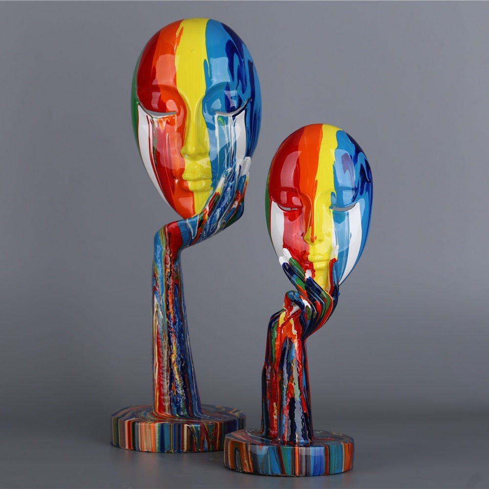 Visage Chromatique Painted Face Sculptures