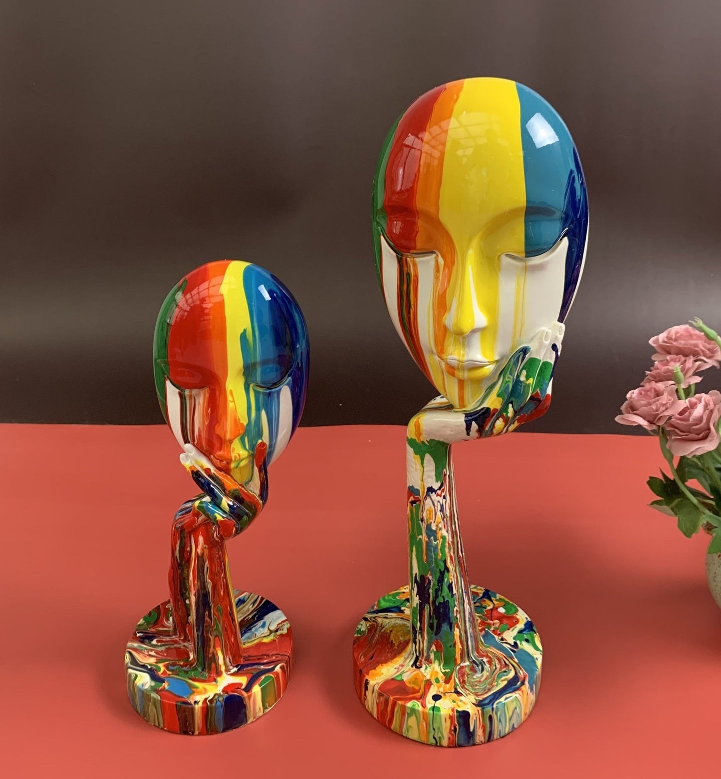 Visage Chromatique Painted Face Sculptures