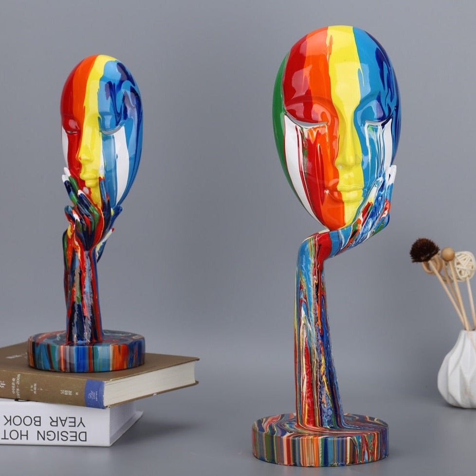 Visage Chromatique Painted Face Sculptures