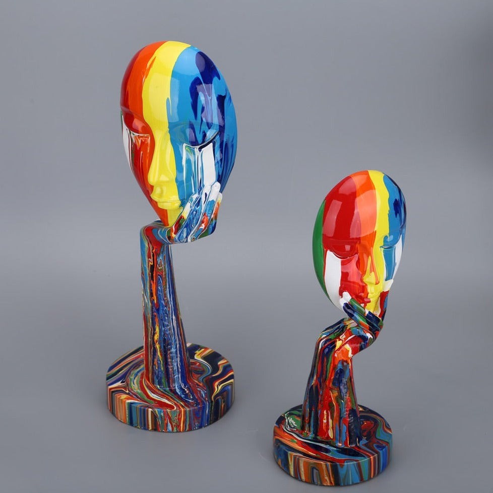 Visage Chromatique Painted Face Sculptures