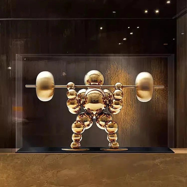 Atlas Arc Triptych — Stainless Steel Weightlifter Sculptures