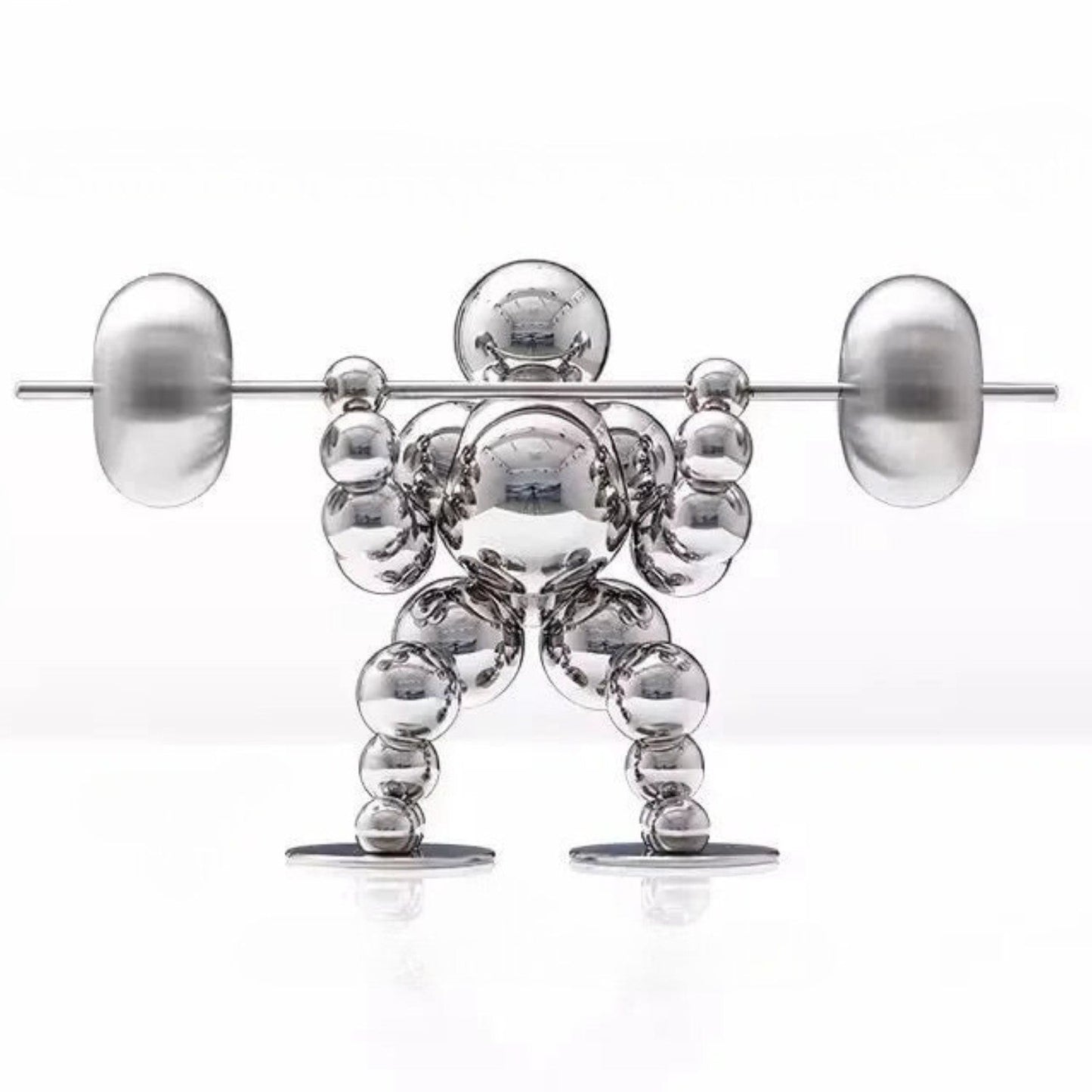 Atlas Arc Triptych — Stainless Steel Weightlifter Sculptures