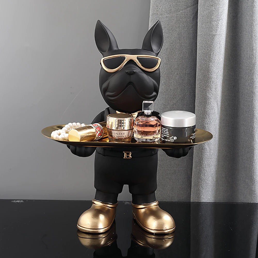 Beaumont Butler Bulldog Sculpture with Tray