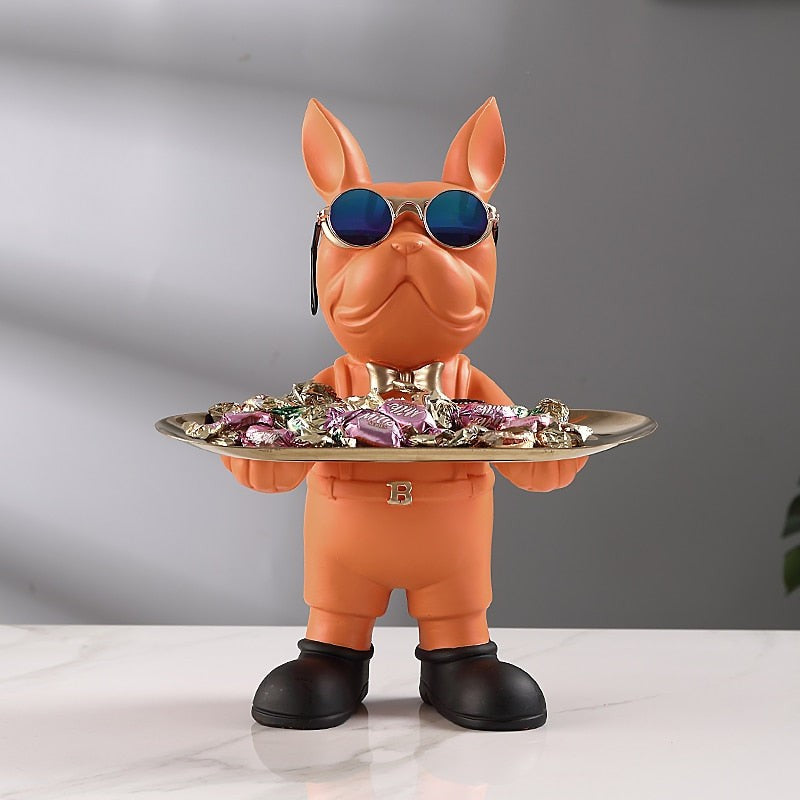 Beaumont Butler Bulldog Sculpture with Tray