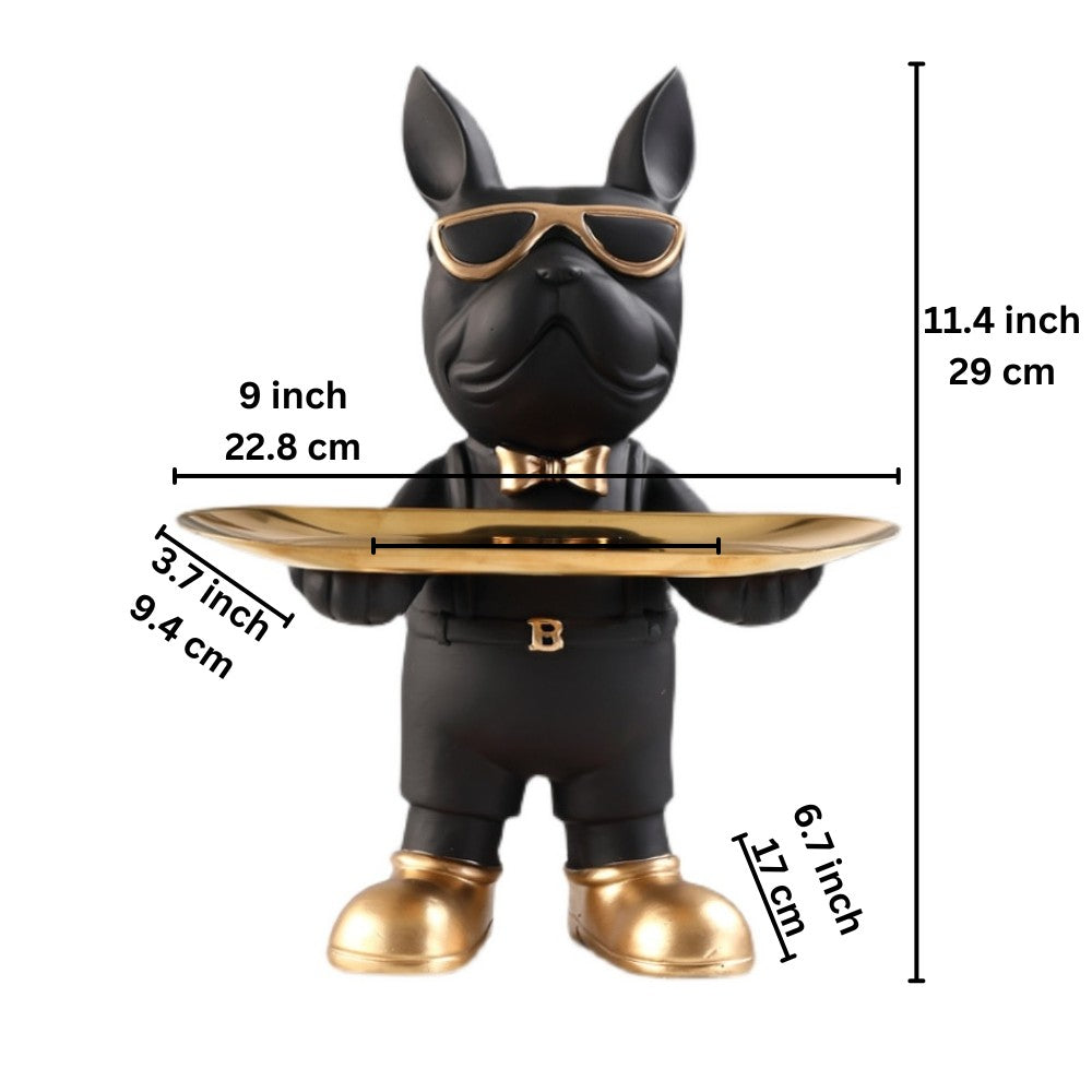 Beaumont Butler Bulldog Sculpture with Tray