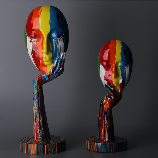 Visage Chromatique Painted Face Sculptures