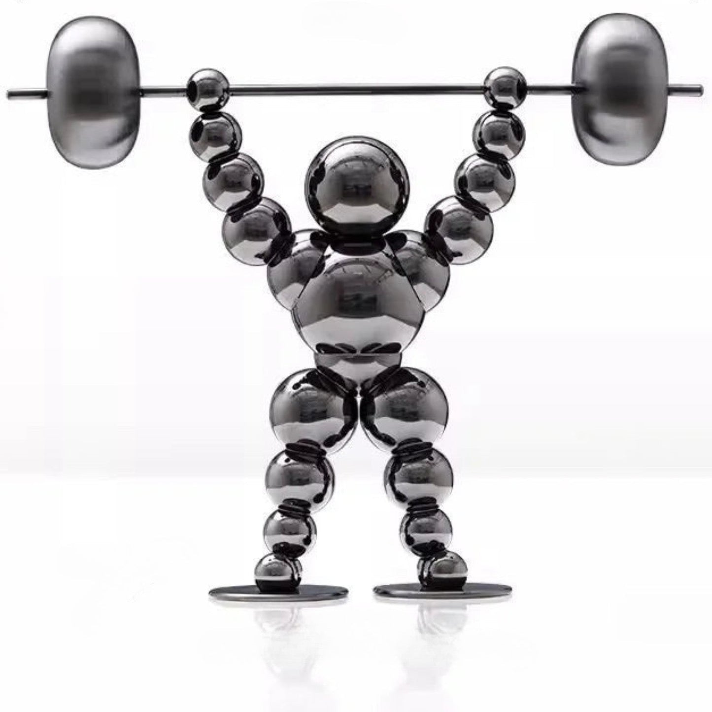 Atlas Arc Triptych — Stainless Steel Weightlifter Sculptures