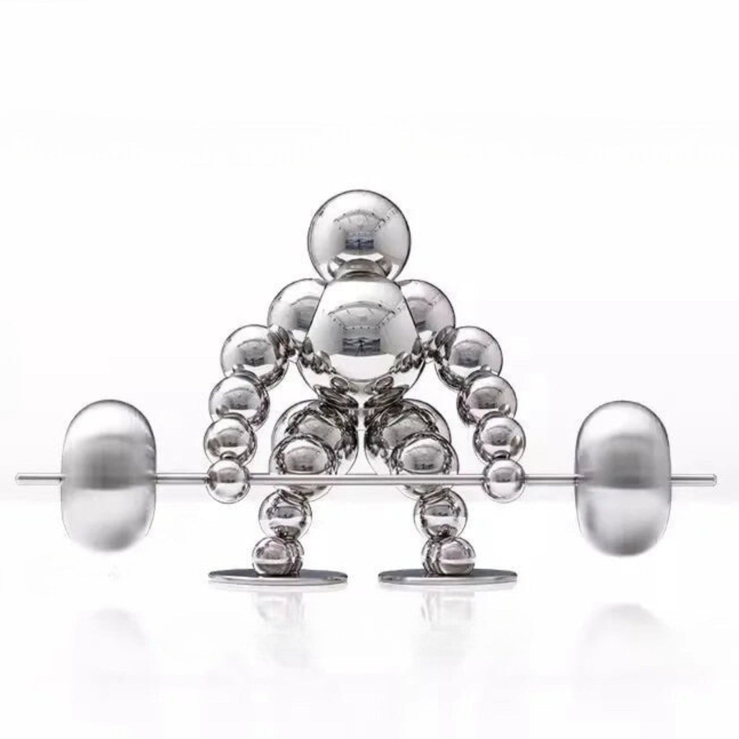 Atlas Arc Triptych — Stainless Steel Weightlifter Sculptures