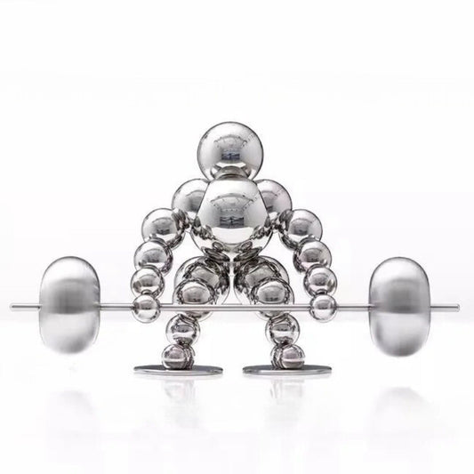 Atlas Arc Triptych — Stainless Steel Weightlifter Sculptures