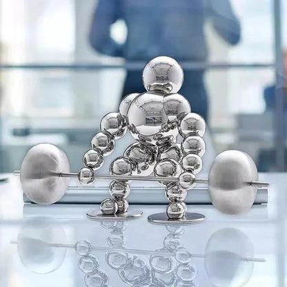 Atlas Arc Triptych — Stainless Steel Weightlifter Sculptures