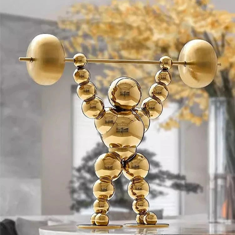 Atlas Arc Triptych — Stainless Steel Weightlifter Sculptures
