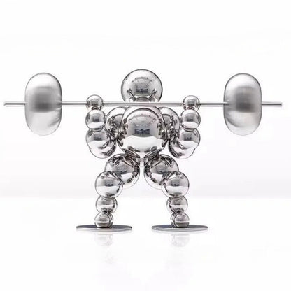 Atlas Arc Triptych — Stainless Steel Weightlifter Sculptures