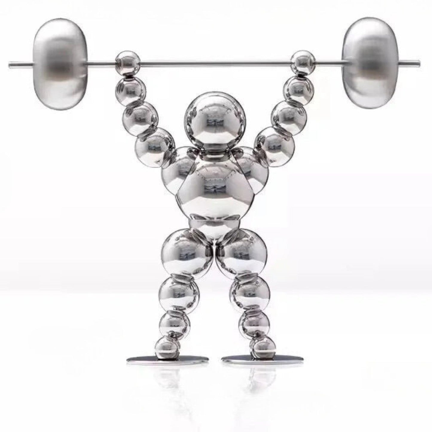 Atlas Arc Triptych — Stainless Steel Weightlifter Sculptures