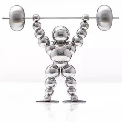 Atlas Arc Triptych — Stainless Steel Weightlifter Sculptures
