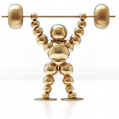 Atlas Arc Triptych — Stainless Steel Weightlifter Sculptures