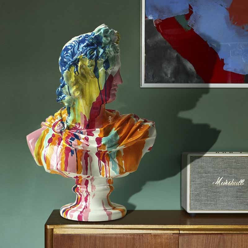 Aurelian Apollo Painted Bust Sculpture