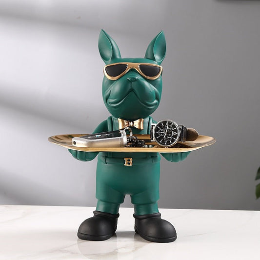 Beaumont Butler Bulldog Sculpture with Tray